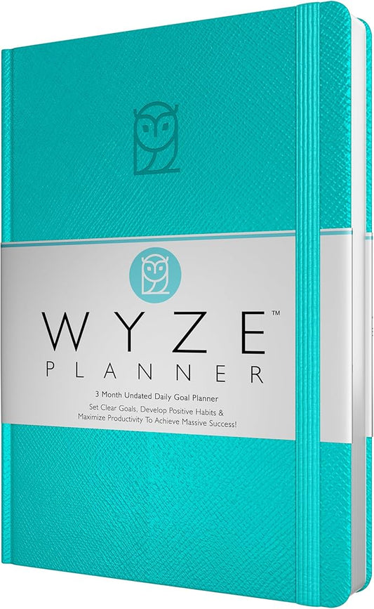 Undated Daily Planner – 3-Month A5 Productivity Organizer with Full Page Per Day, Hourly Schedule, Goal Setting, Habit Tracker, Weekly & Monthly Pages – Hardcover Time Management Notebook (Turquoise)