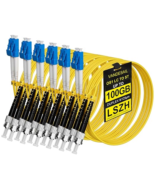 6 Pack LC to ST OS1 Fiber Patch Cable 1M, Singlemode Duplex Fiber ST to LC by VANDESAIL