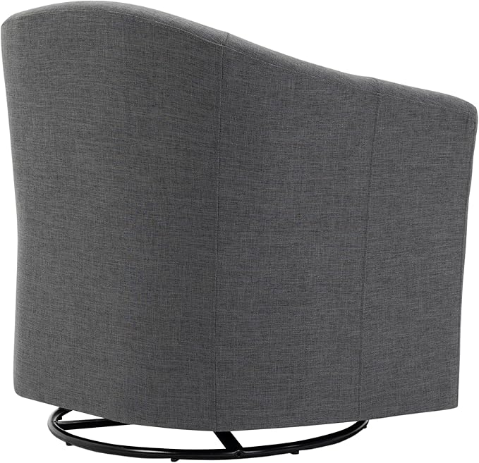 UIXE 360° Swivel Barrel Accent Chair, Modern Round Arm Chair Upholstered Club Armchair, Single Sofa Seating in Fabric for Living Room, Bedroom (Dark Grey)