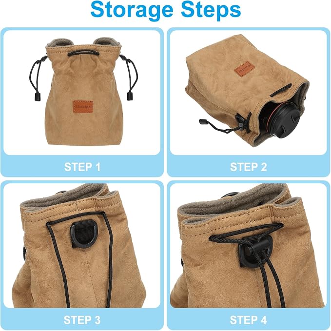PATIKIL Camera Lens Pouch, S Size Drawstring Lens Case Flannel Camera Lens - Image 5