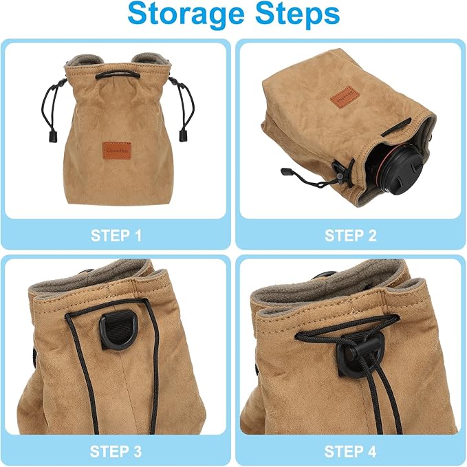 PATIKIL Camera Lens Pouch, L Size Drawstring Lens Case Flannel Camera Lens - Image 5