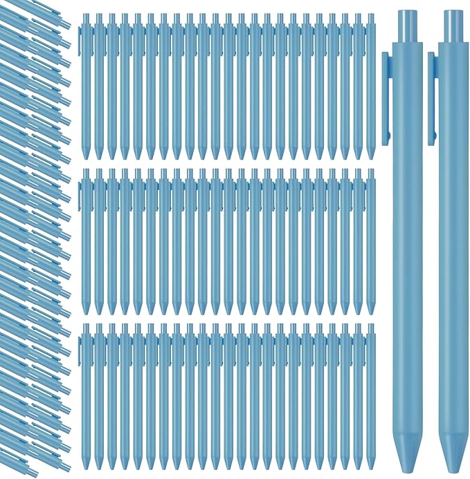 Fulmoon 50 Pcs Ballpoint Pens Bulk Retractable Comfortable Writing Pens Cute Back to School Supplies in Medium Point 1.0 mm for Teacher Student Bridal Shower Baby Shower (Light Blue)