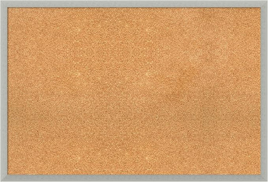 Amanti Art Natural Cork Board for Wall, 26x38 Vision Board with Silver Wood Frame, Large Corkboard Office Decor for Home Organization, Casual Corkboard Pinboard to display items for home organization