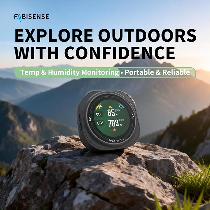 FABISENSE Portable Air Quality Monitor, CO & CO2 Detector - Image 4