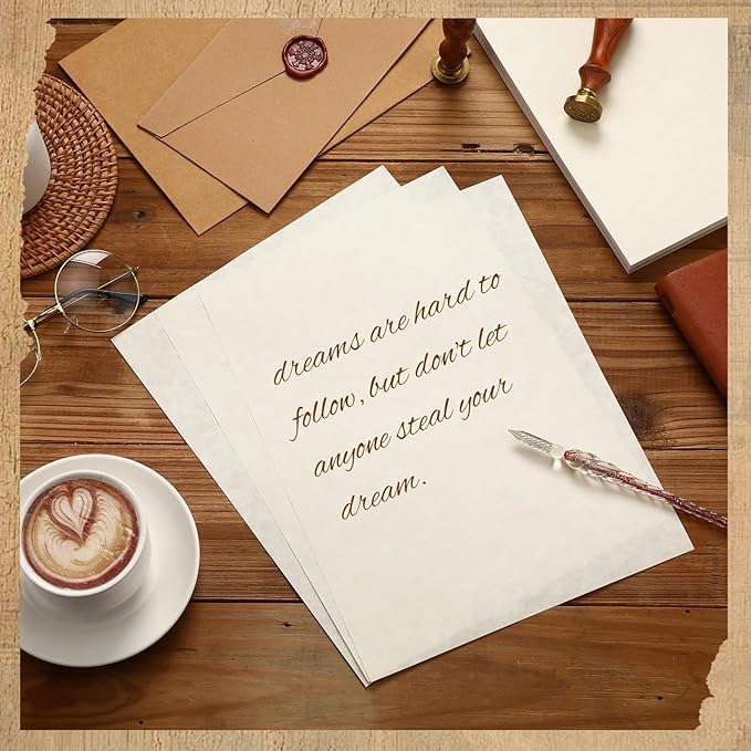 Epakh 100 Pcs Old Age Parchment Paper 8.5 x 11 Inch Standard Letter Vintage Colored Old Parchment Semblance Double Side Printing Paper (Light Gray)