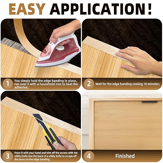 GSCIT Club Birch Edge Banding, 1/2 inch x 500ft roll Wood Veneer Edge Banding Preglued Flexible, Veneer Tape Banding for Cabinet Plywood