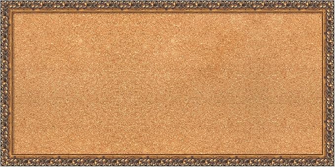 Amanti Art Natural Cork Board for Wall, 16x32 Vision Board with Bronze Frame, Medium Corkboard Office Decor for Home Organization, Traditional Corkboard Pinboard to Display Items for Home