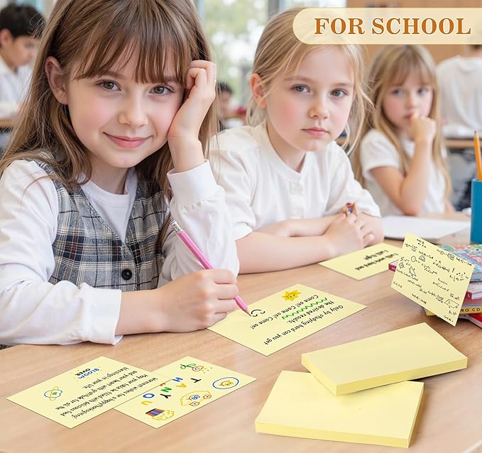 (16 Pack) Large Sticky Notes 3x5 in Yellow, 1600 Pcs Self-Stick Pads, Clean Removal, 100 Sheets/Pad Super Adhesive Sticky Pads Recyclable for Notebook, Meeting, Office, Shool, Home