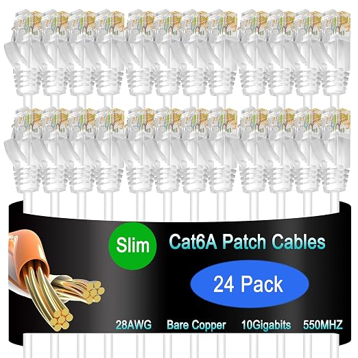 Cat6a Slim Ethernet Patch Cable 1.5 ft, Cat6a Patch Cable by Lysymixs