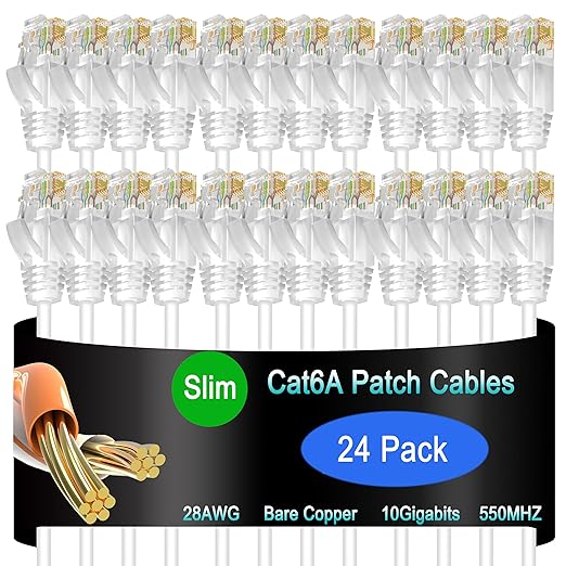 Cat6a Slim Ethernet Patch Cable 7 ft, Cat6a Patch Cable by Lysymixs