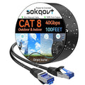 Sokqovt Cat 8 Ethernet Cable Slim 100ft Outdoor&Indoor, Pure Copper Cat8 by Unknown