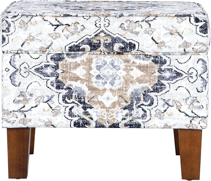 Home Decor | Dinah Collection Modern Storage Ottoman | Ottoman with Storage for Living Room & Bedroom(Antiqued Ebony Cream)