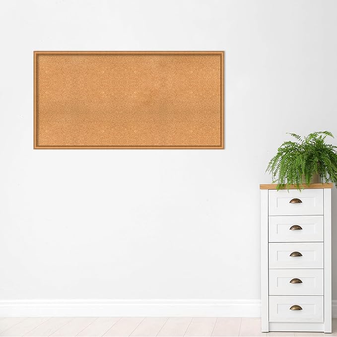 Amanti Art Natural Cork Board for Wall, 30x58 Vision Board with Bronze Frame, Oversize Corkboard Office Decor for Home Organization, Casual Corkboard Pinboard to Display Items for Home Organization
