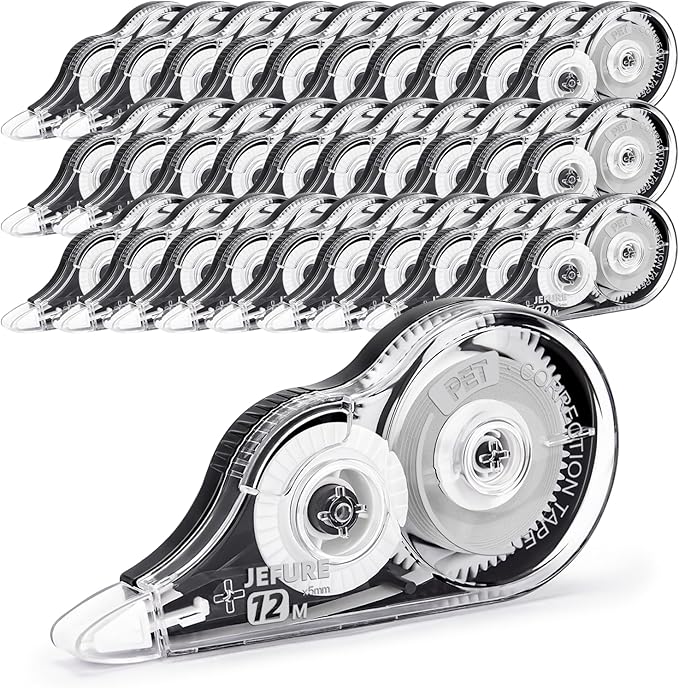 30 Pcs Correction Tape, 39.37 Ft White Wrong Out Tear-Resistant Bulk, Instant Corrections Easy to Use Applicator for School, Office, Note Taking, Journal (Tape Width 0.2 in，Clear)