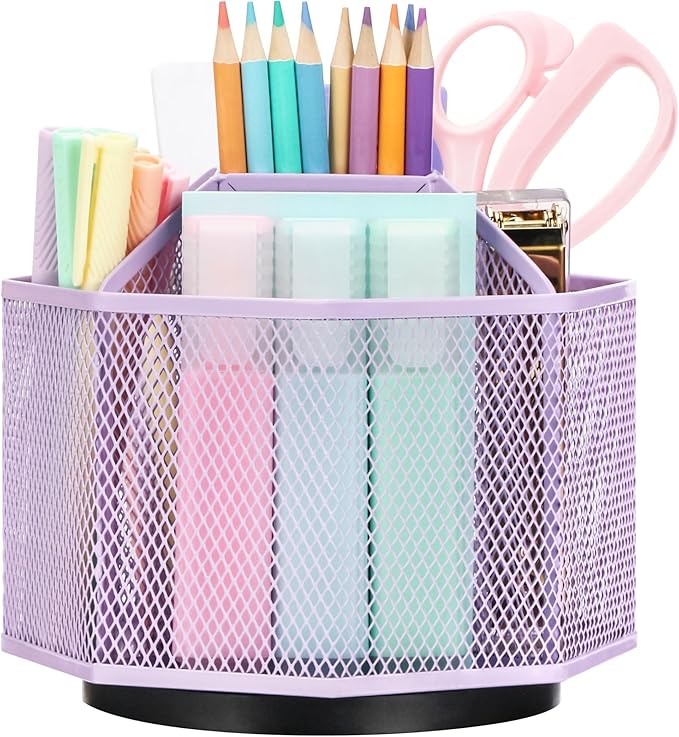 Exerz Desk Organiser/Mesh Desk Tidy Candy/Pen Holder/Multifunctional Organiser 360 Rotating