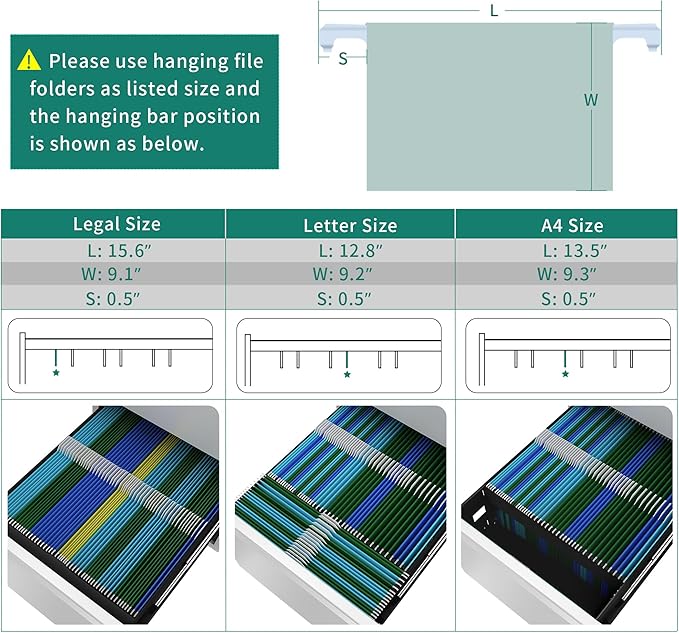 YITAHOME 3-Drawer Vertical File Cabinet, Mobile Metal Filing Cabinet with Lock for Legal/Letter Size, Pre-Built Office Storage File Cabinet Except Wheels Under Dese, White