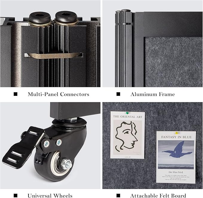 Room Partition,Office Divider,Portable Commercial Screen Dividers,Privacy Partition Separator,Classroom School Dividers, 12'7"L* 6'7"H,6 Panel,Grey