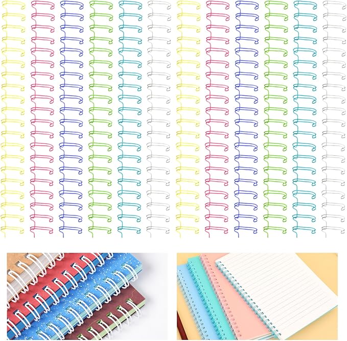 30Pcs Metal Double Loop Binding Wires Double Spiral Binding Ring Coil, 9/16" 23 Holes, 2:1 Pitch Cinch Binding Machine Wire for Teacher Student Document Notebook File Making (Iridescence)