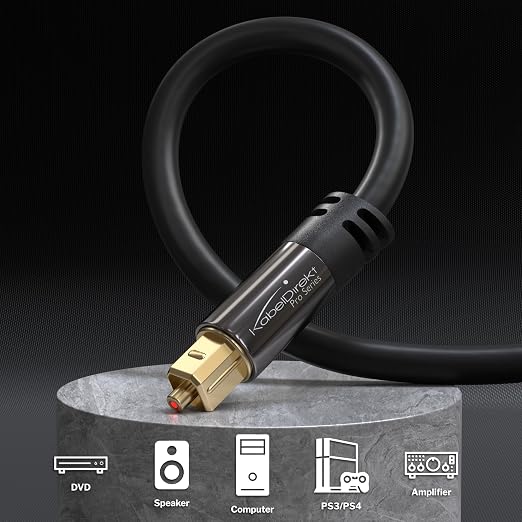 KabelDirekt TOSLINK – Optical Audio Cable – 5ft – Fiber Optic Cord, S/PDIF - Image 2