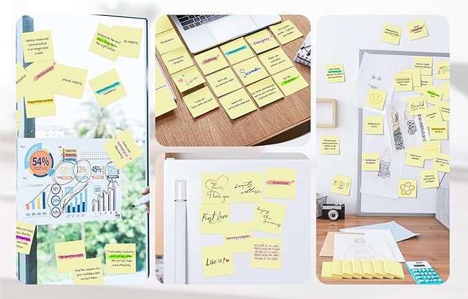(18 Pack) Sticky Notes 3x3 in Yellow, Strong Adhesive, Clean Removal, Recyclable, Self-Stick Pads, Easy to Post for Home, Office, Notebook