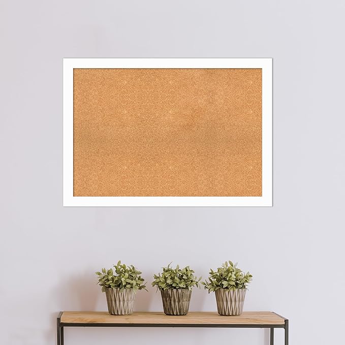 Amanti Art Natural Cork Board for Wall, 29x41 Vision Board with White Frame, Large Corkboard Office Decor for Home Organization, Casual Corkboard Pinboard to Display Items for Home Organization in