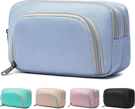 XQXA Pencil Pouch Large Capacity Pencil Case Organizer, Multifunctional Pencil Pouch with 3 Compartmens, Big Pencil Bag for Office Travel Men Women Adult (01-Haze Blue)