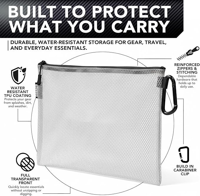 GOBAGS Air Production Medium Clear Zipper Pouch – Cable Organizer & Travel Gear - Image 2