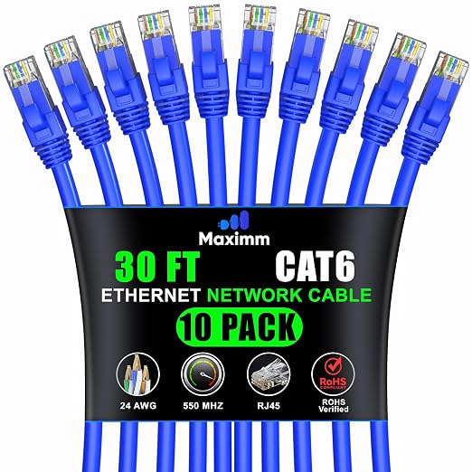Maximm Cat 6 Ethernet Cable 30 ft by MaximmCable