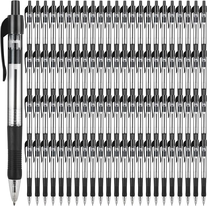 200 Pack Ballpoint Pens Bulk, Black Gel Ink Pens, 1.0 mm Medium Point Pen, Retractable Smooth Writing Pen with Comfortable Grip for Journal Writing Home Office Supplies (Black Ink)
