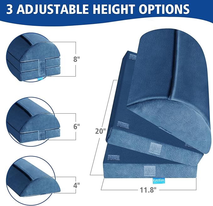 XXL(20in) Foot Rest for Under Desk at Work with 3 Adjustable Heights, Foot Stool with Bamboo Charcoal Foam, Feet Warm Pocket Footrest for Office Gaming Chair, for Leg Support -Blue