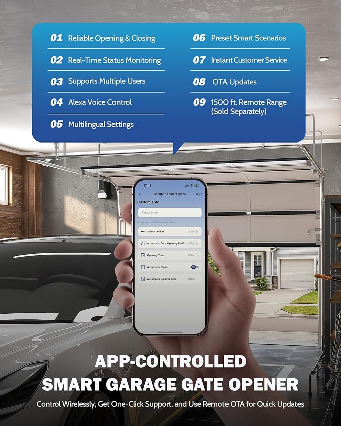 ZUMI Wall-Mounted Garage Door Opener, App-Controlled Garage Opener - Image 3