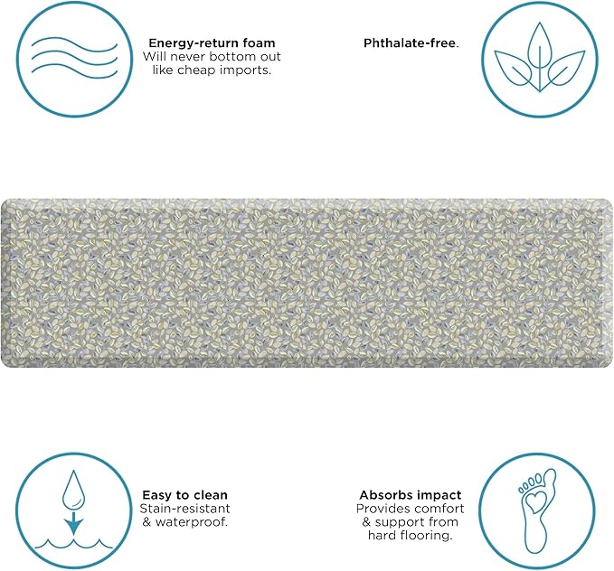 GelPro Anti-Fatigue Designer Comfort Kitchen Floor Mat Orchard Grey Lake 30x108