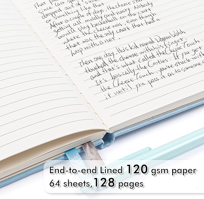 feela 24 Pack Journal Notebook for Work, Business Notebook Bulk Hardcover Lined Writing Journal with Pen Holder for Men Women Note Taking, with 24 Black Pens, 120 GSM, 5.1”x8.3”, A5, Light Blue