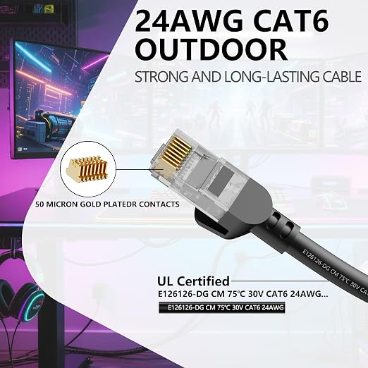 Jadaol Cat6 1.5ft 24 Pack Patch Cable, 10Gbps High-Speed Ethernet Patch Cable - Image 2