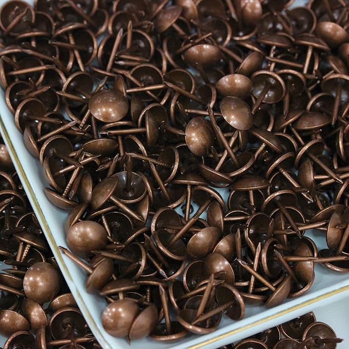 500Pcs Upholstery Tacks, BetterJonny Decorative Furniture Nails Pins 17X11MM Red Metal Thumb Tacks for Upholstered Furniture Cork Board, Home Decor…