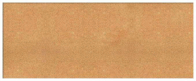 Amanti Art Natural Cork Board for Wall, 25x61 Vision Board with White Frame, Oversize Corkboard Office Decor for Home Organization, Modern Corkboard Pinboard to Display Items for Home Organization in