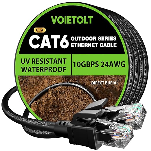 Cat 6 Outdoor Ethernet Cable 35 ft, 24AWG 10Gbps Cat6 Cable Cord Waterproof by EthernetCable