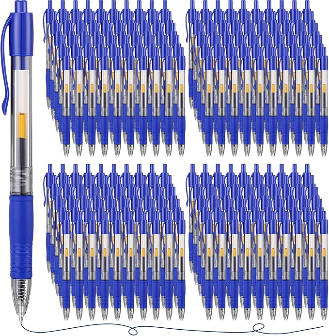 Jetec 250 Pcs Premium Gel Roller Pens Bulk, Fine Point 0.7 mm, Retractable Gel Ink Roller Ball Pens for Writing Journaling Taking Notes Office (Blue)