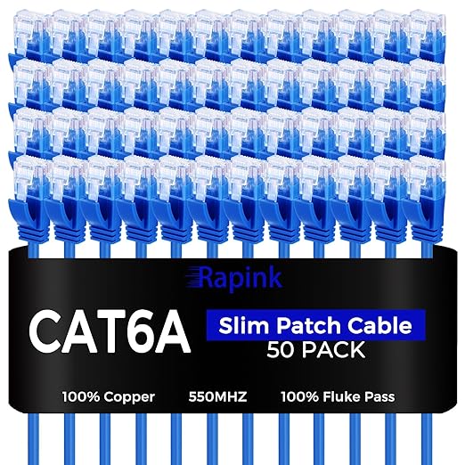 Rapink Patch Cables Cat6a 3ft Slim, Cat6a Ethernet Patch Cable 10G Support by Rapink