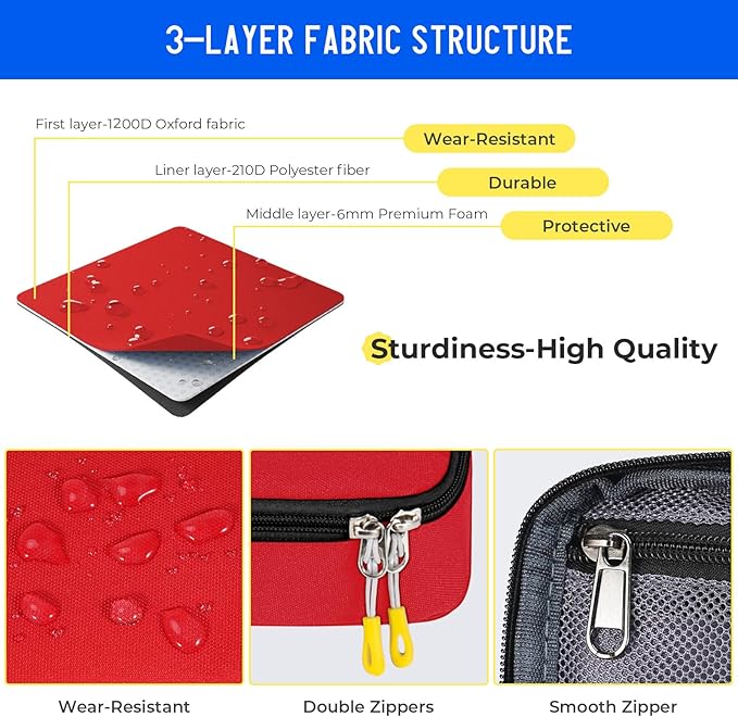 ECHSRT Big Pencil Case, Aesthetic Portable Zipper Pencil Bag with Hidden Pocket, Special Pouch for Men Women Adults, Stationery Organizer Pen Cases for Office Travel, Red