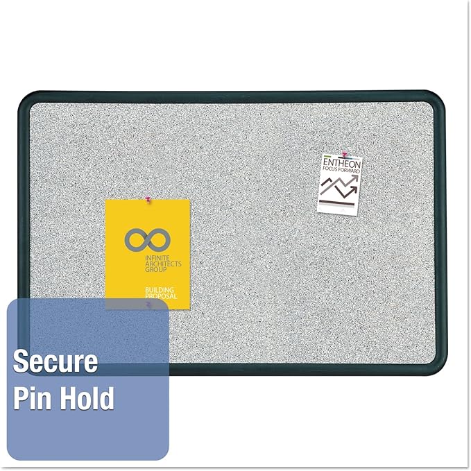 Quartet Bulletin Board, 2 x 3 Feet, Contour, Granite-Colored Surface with Black Plastic Frame (699370)