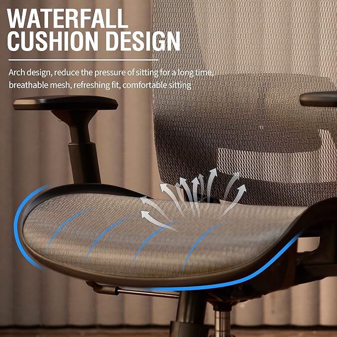 ELABEST Mesh Office Chair,Ergonomic Computer Desk Chair,Sturdy Task Chair- Adjustable Lumbar Support & Armrests,Tilt Function,Comfort Wide Seat,Swivel Home Office Chair (Grey)