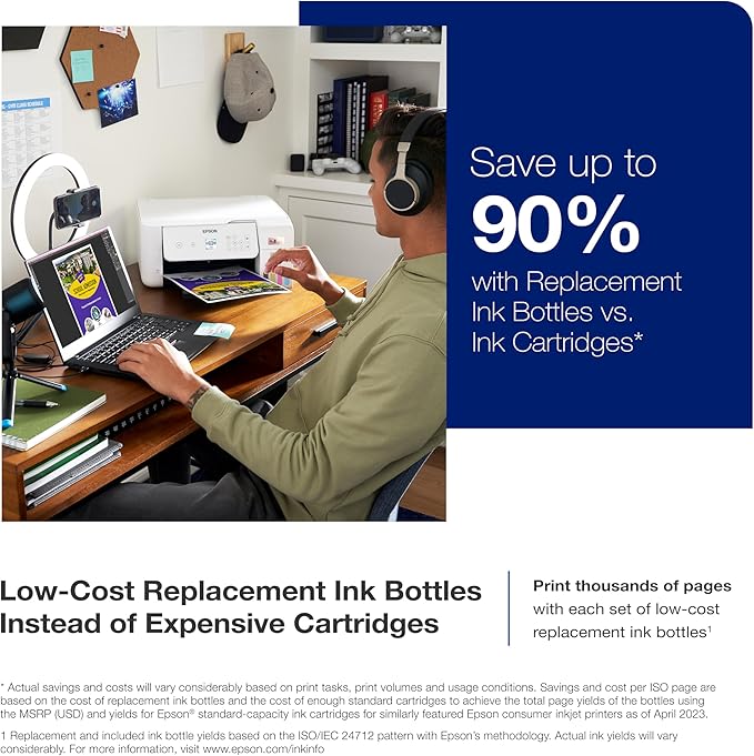 Epson EcoTank ET-2800 Wireless Color All-in-One Cartridge-Free Supertank Printer & Workforce Pro WF-4830 Wireless All-in-One Printer with Auto 2-Sided Print