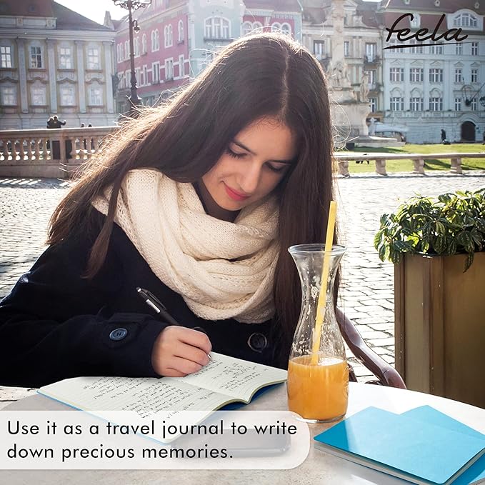 feela 16 Pack Soft Cover Journal Bulk, Lined Notebooks College Ruled for Work for Women Girl Writing, Blank Travel Journal Note Taking Notebook School Business Supplies, 8.2” x 5.5”, A5, Blue