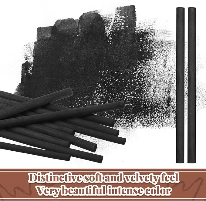 Gueevin 25 Pcs Willow Charcoal Sticks, Willow Charcoal, Artists, Beginners, Students, Perfect for Sketching, Drawing, Shading, and Fine Art (7-9mm)