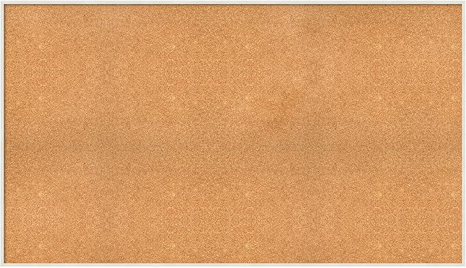 Amanti Art Natural Cork Board for Wall, 33x57 Vision Board with White Frame, Oversize Corkboard Office Decor for Home Organization, Modern Corkboard Pinboard to Display Items for Home Organization in