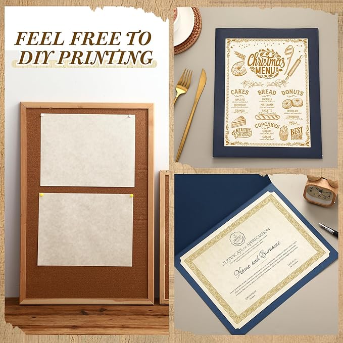 Epakh 200 Sheets Old Age Parchment Paper 8.5 x 11 Inch Standard Letter Vintage Colored Old Parchment Semblance Double Side Printing Paper(Light Gray)