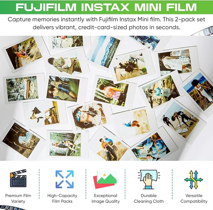Fujifilm Instax Mini Film ISO 800, Six Twin Packs 120 EXP Total Compatible - Image 2
