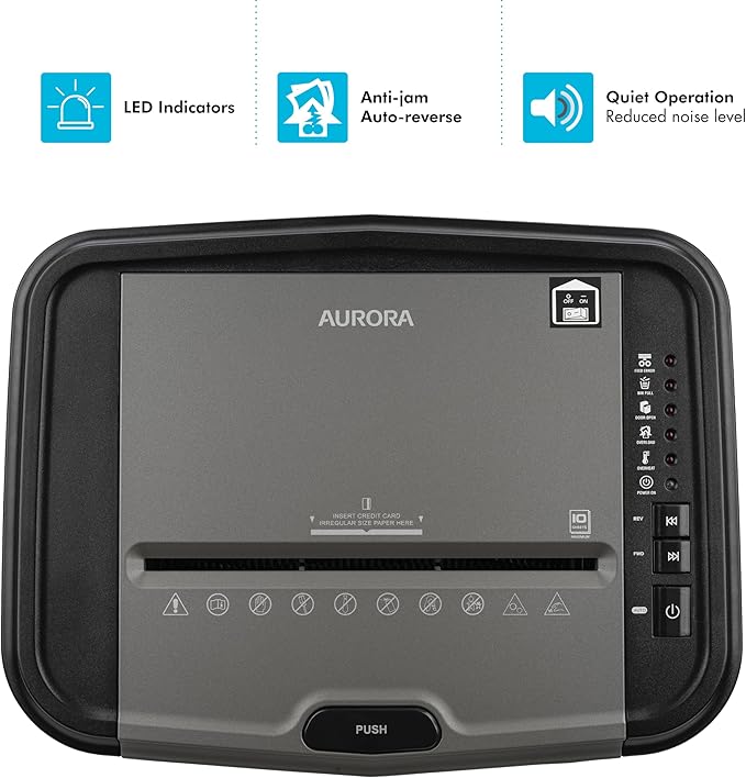Aurora High Security 120-Sheet Auto Feed Micro-Cut Paper and Credit Card Shredder with 5 Gallon Pullout Basket / 60 Minutes/Security Level P-5