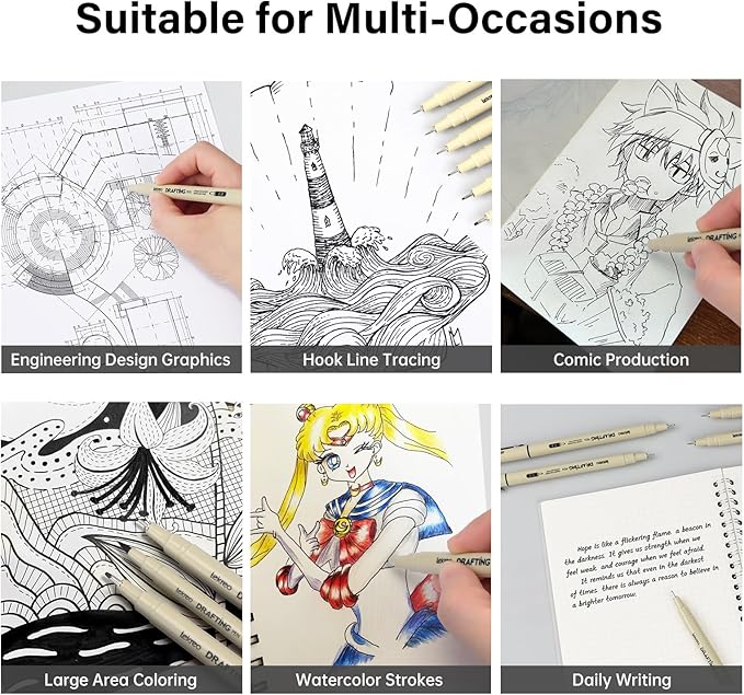 5-Piece Fineliner Pen, Assorted Point Sizes 0.1 to 1mm Ultra Fine Tips Pens, for Art, Writing & Bullet Journaling - Assorted 5 Point Sizes (5 Point Sizes)